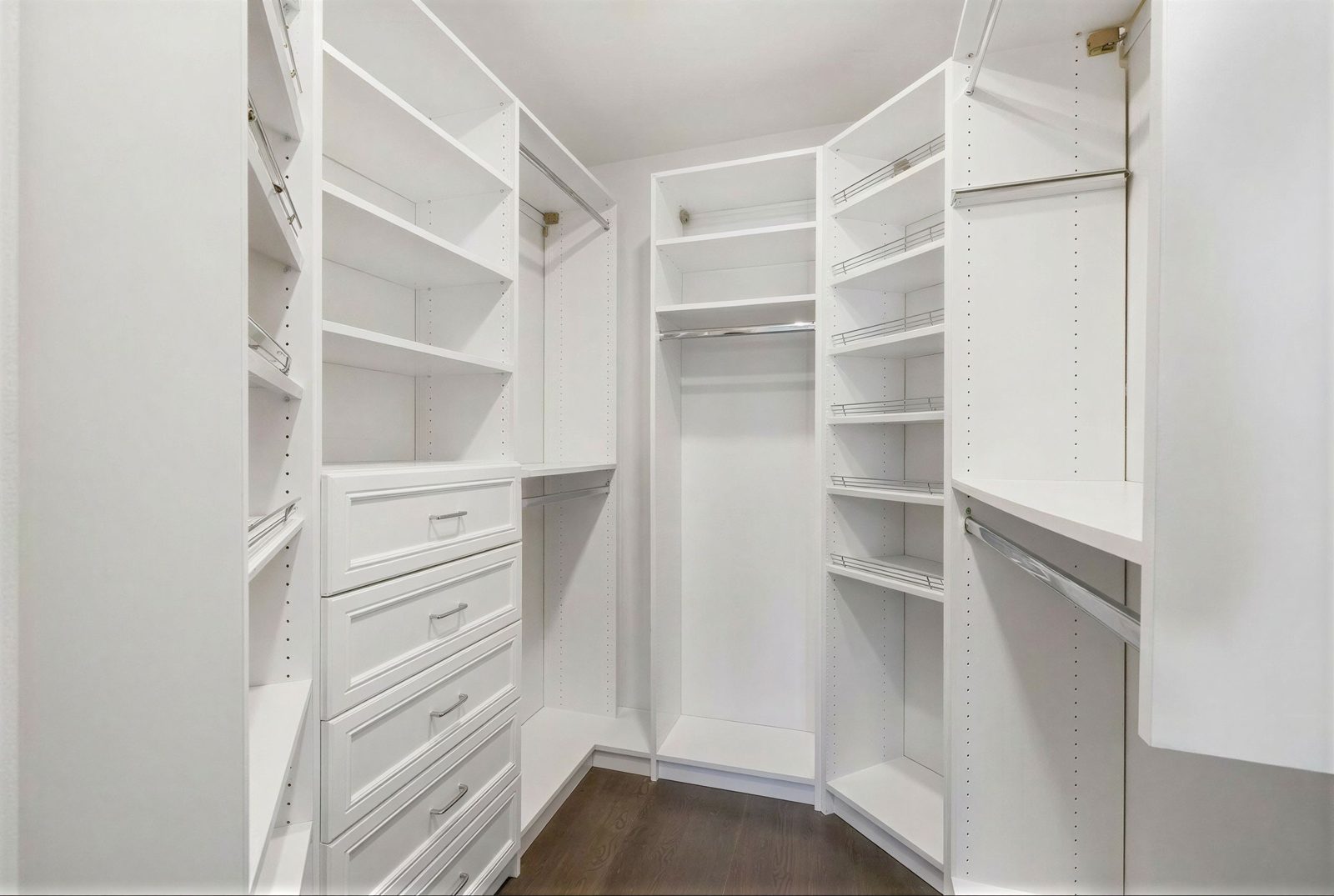 Decluttered walk-in closet