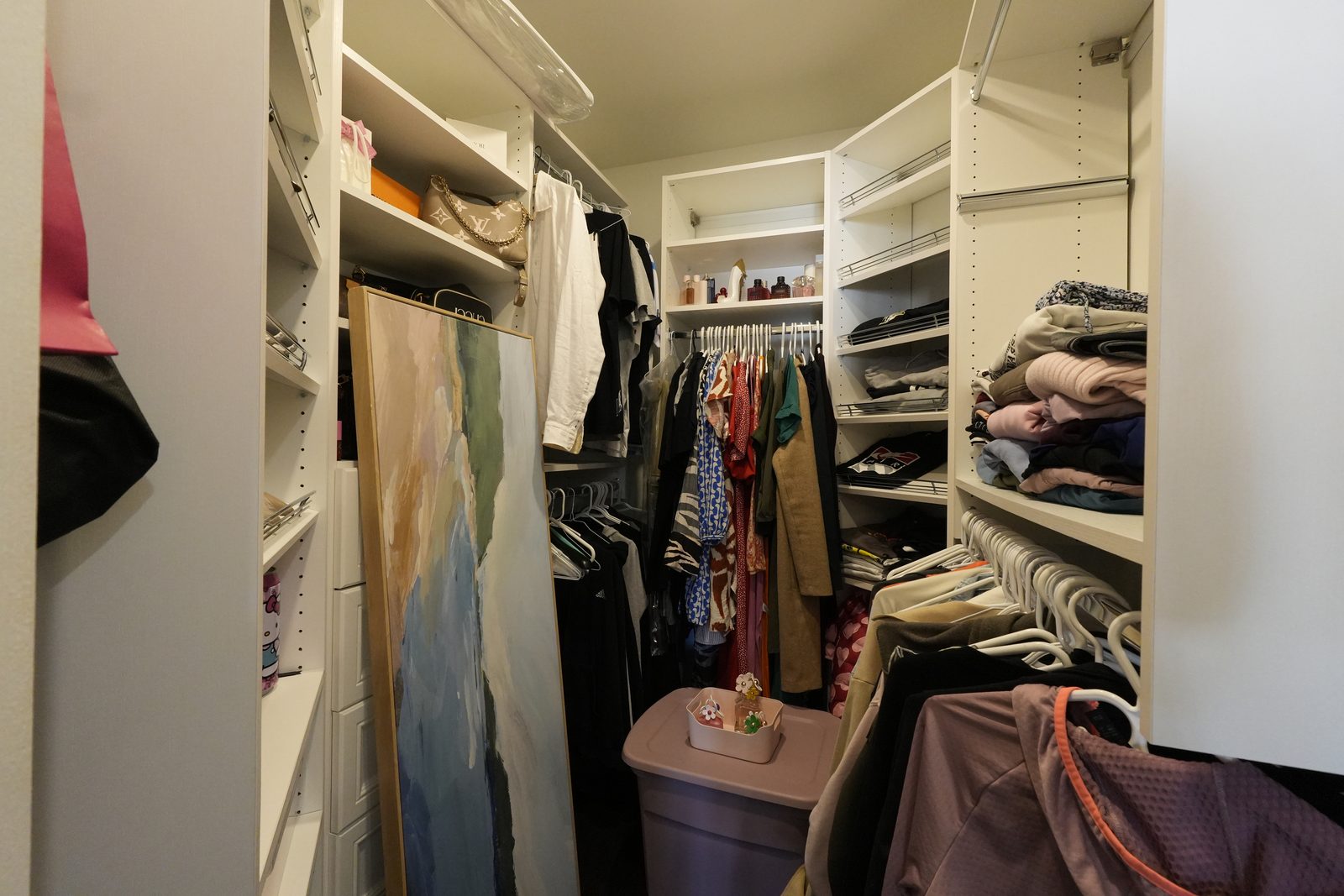 Cluttered closet before virtual decluttering