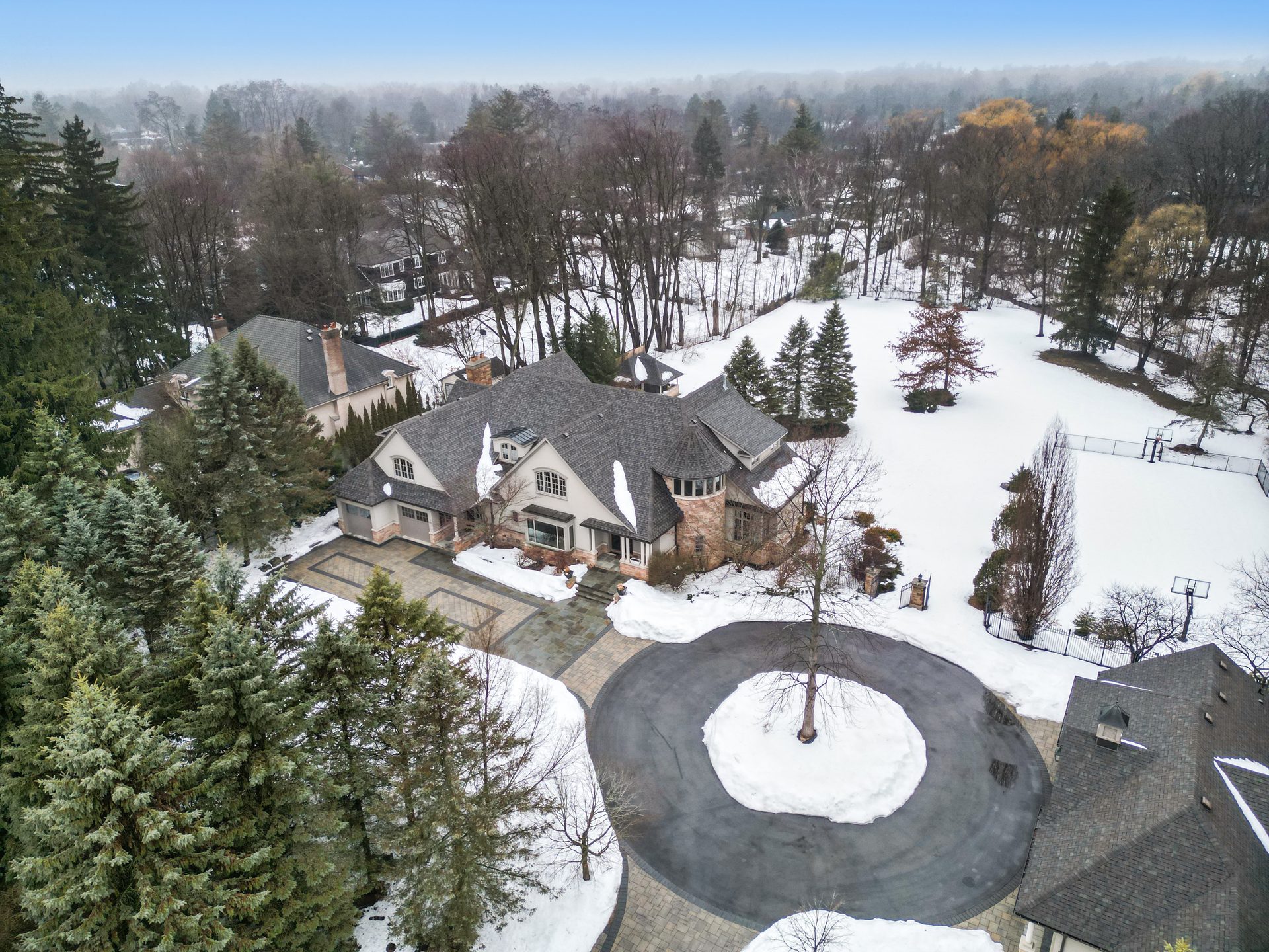Overhead aerial of residential area