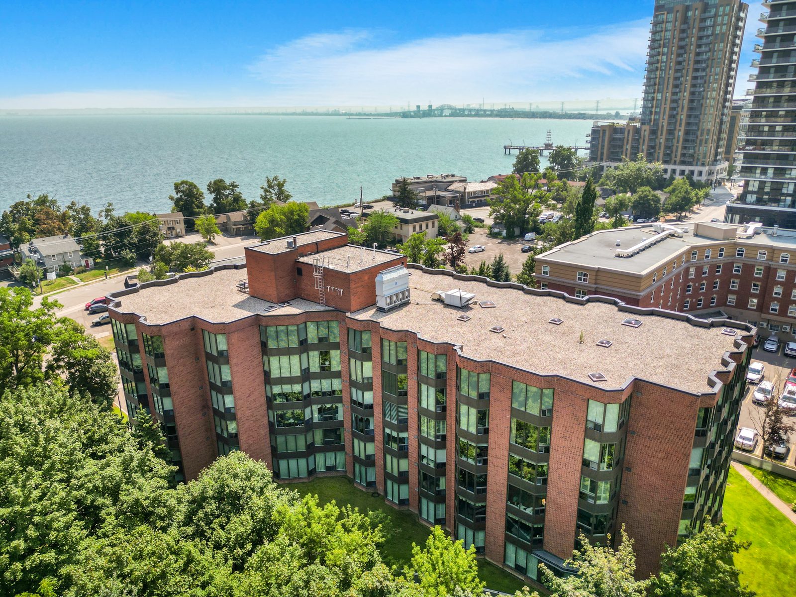 Sunset aerial of listing