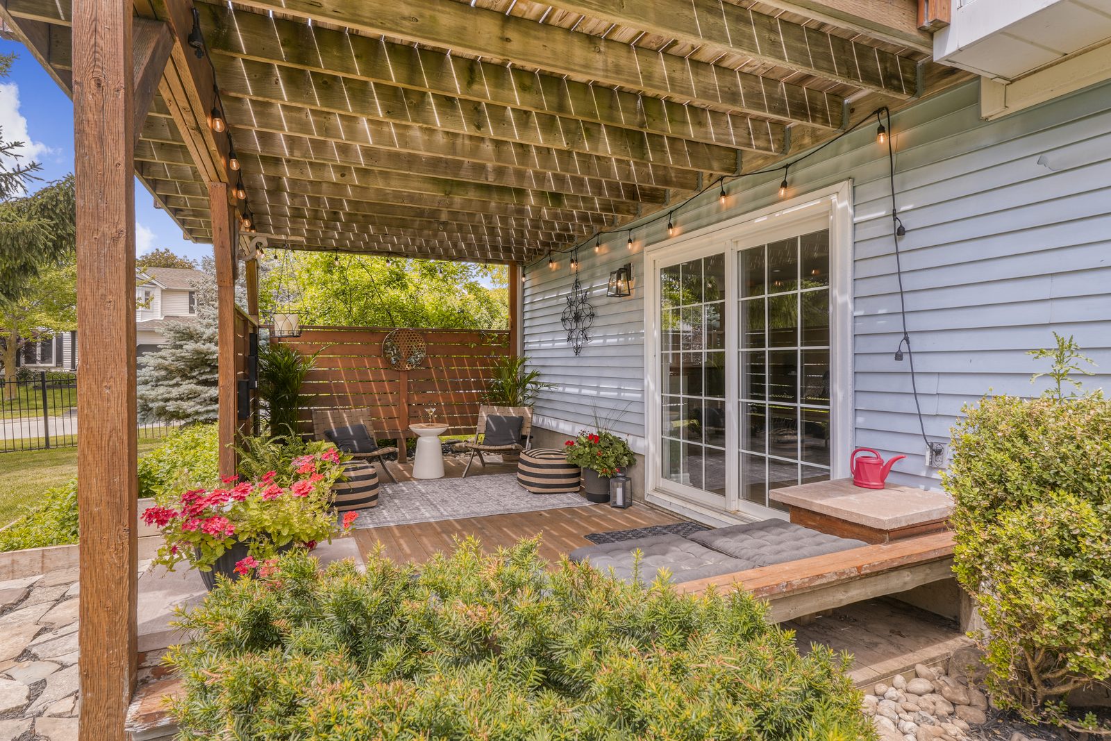 Covered patio and garden