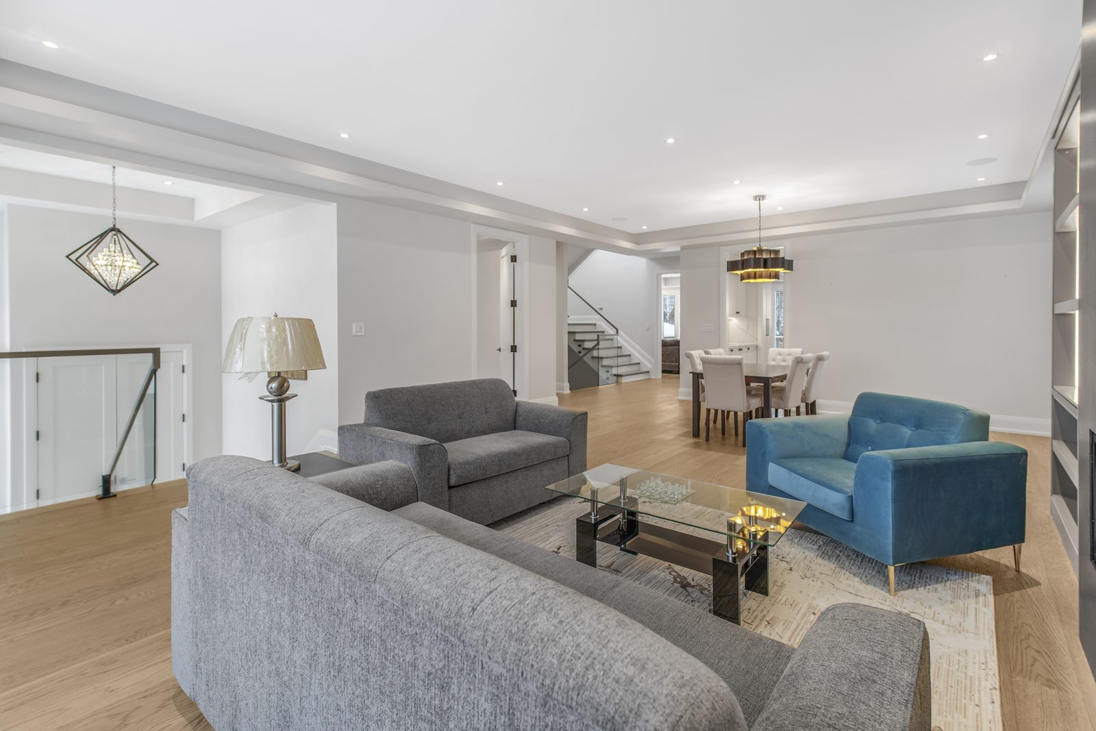 Open living and dining room