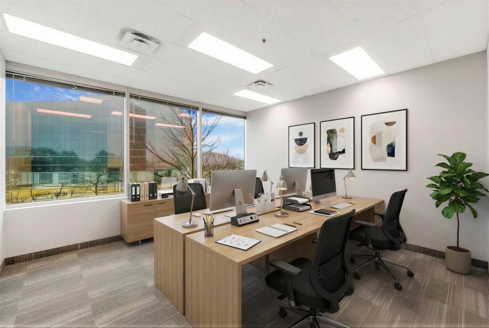 Virtually staged home office