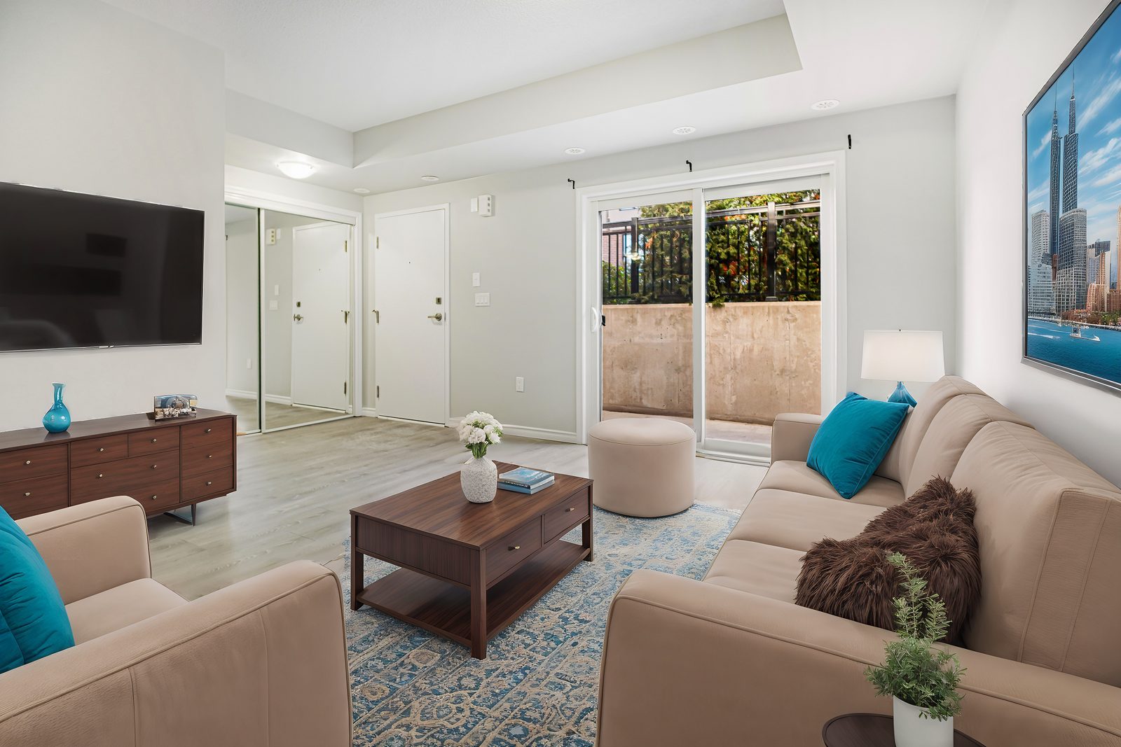 Virtually staged living room